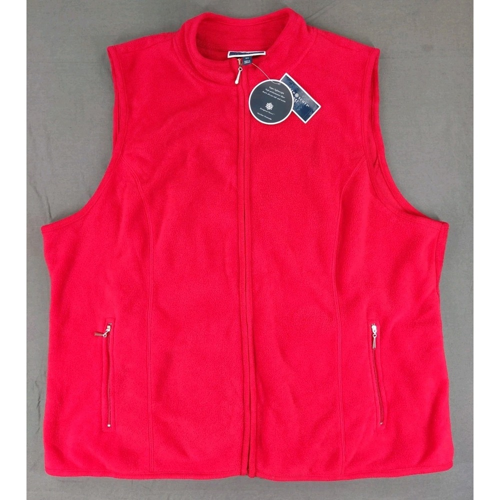 Karen Scott Sport Women's 3XL Red Fleece Vest Full Zip Pockets